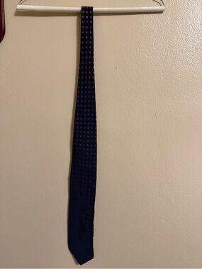 Vintage Canali Tie Navy Blue Geometric 100 Silk Made In Italy